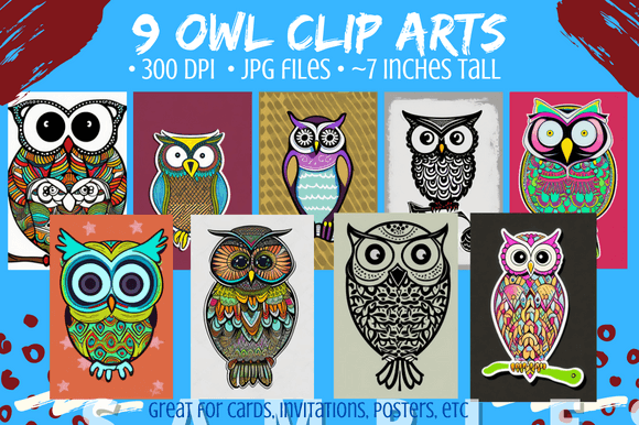 9 Unique Digital Owl Clip Art Images for Your Projects