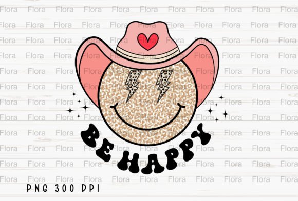 Be Happy Smiley Face Cowboy Retro PNG: A Design Asset with a Grin