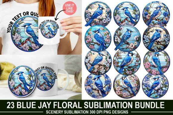 Blue Jay Floral Sublimation Bundle: A Creative Design Asset