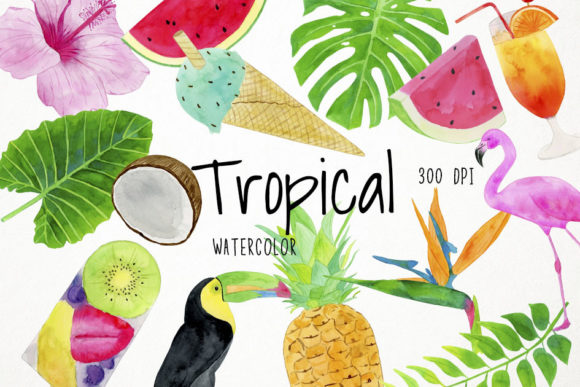 Bring Summer Vibes to Your Projects with Watercolor Tropical Clipart