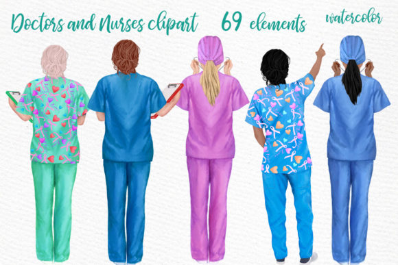 Bringing Healthcare to Life: Nurses Clipart & Women in Scrubs Watercolors