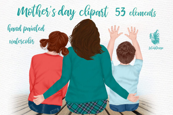Capturing Maternal Love: Mother and Kids Mother's Day Clipart for Designers