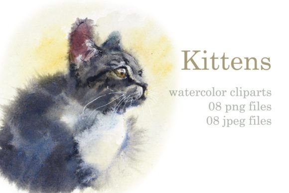 Charming Watercolor Fluffy Cute Kittens Clipart for Creative Projects