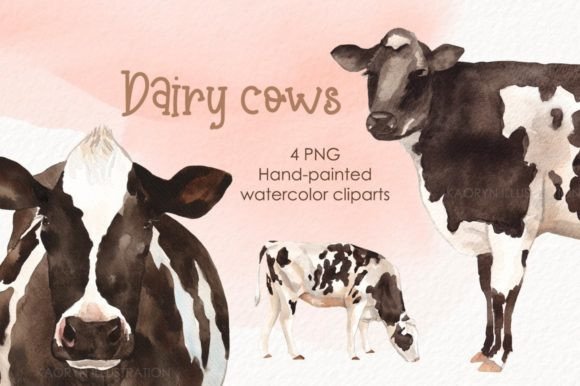 Dairy Cows: A Whimsical Watercolor Collection for Creative Projects