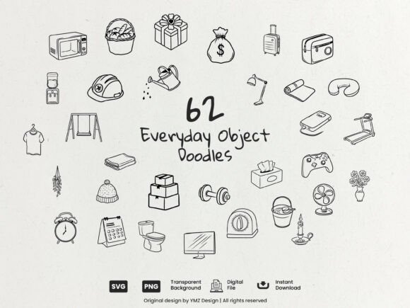 Everyday Object Doodles: 33 Hand-Drawn Assets for Makers