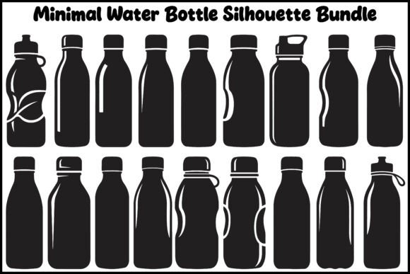 Minimal Sports Water Bottle Silhouette B: Clean Icons for Modern Brands