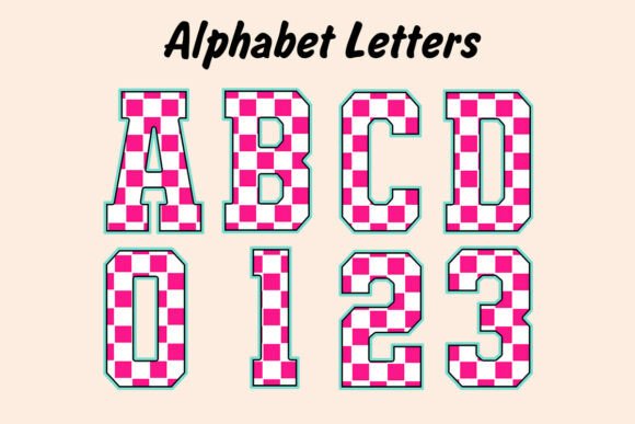Pink Neon Checkered Alphabet: Your Next Design Asset
