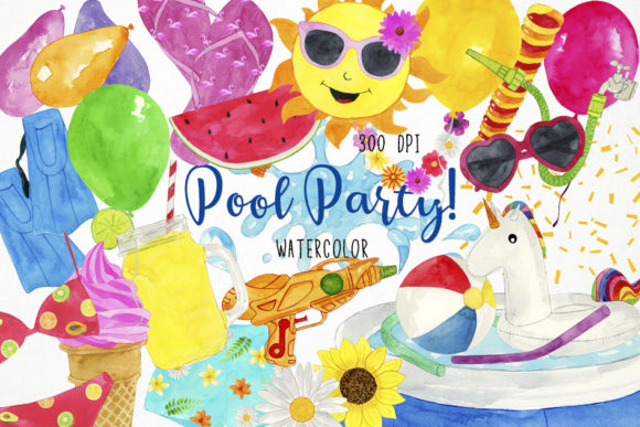 Refreshing Your Creative Toolkit with Watercolor Pool Party Clipart, Summer