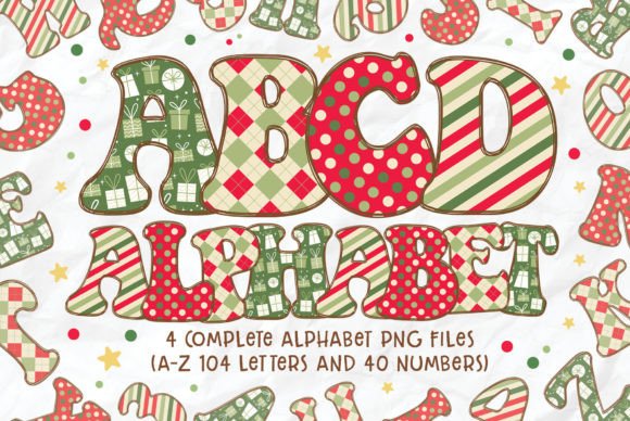 Retro Christmas Alphabet Sublimation: Festive Design Assets