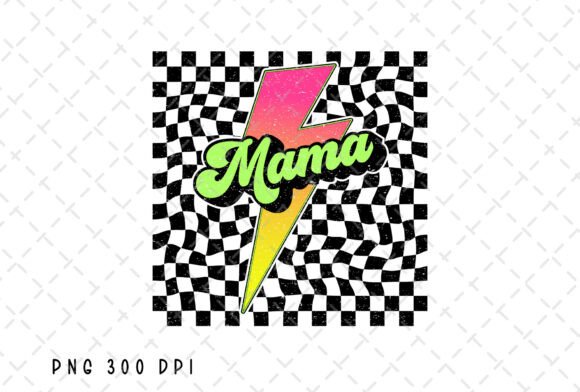 Retro Mama Lightning Bolt Checkered: Bold Design Energy