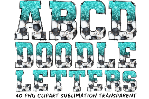 Soccer Glitter Alphabet Doodle Letters: A Playful Design Asset