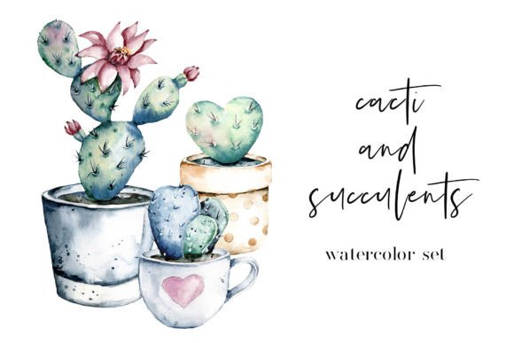 Watercolor Cacti and Succulents: Hand-Painted Charm for Your Designs